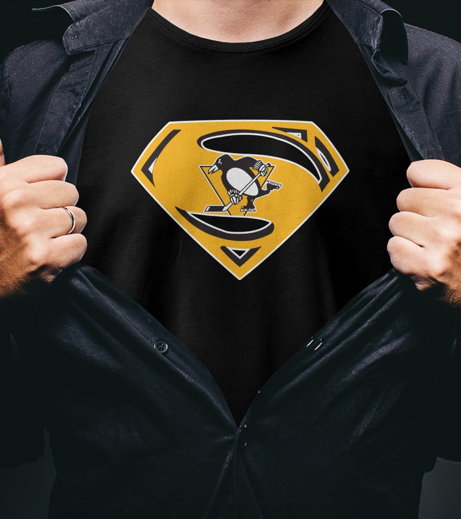 Superman Pittsburgh Penguins Hockey Logo Fusion T-Shirt