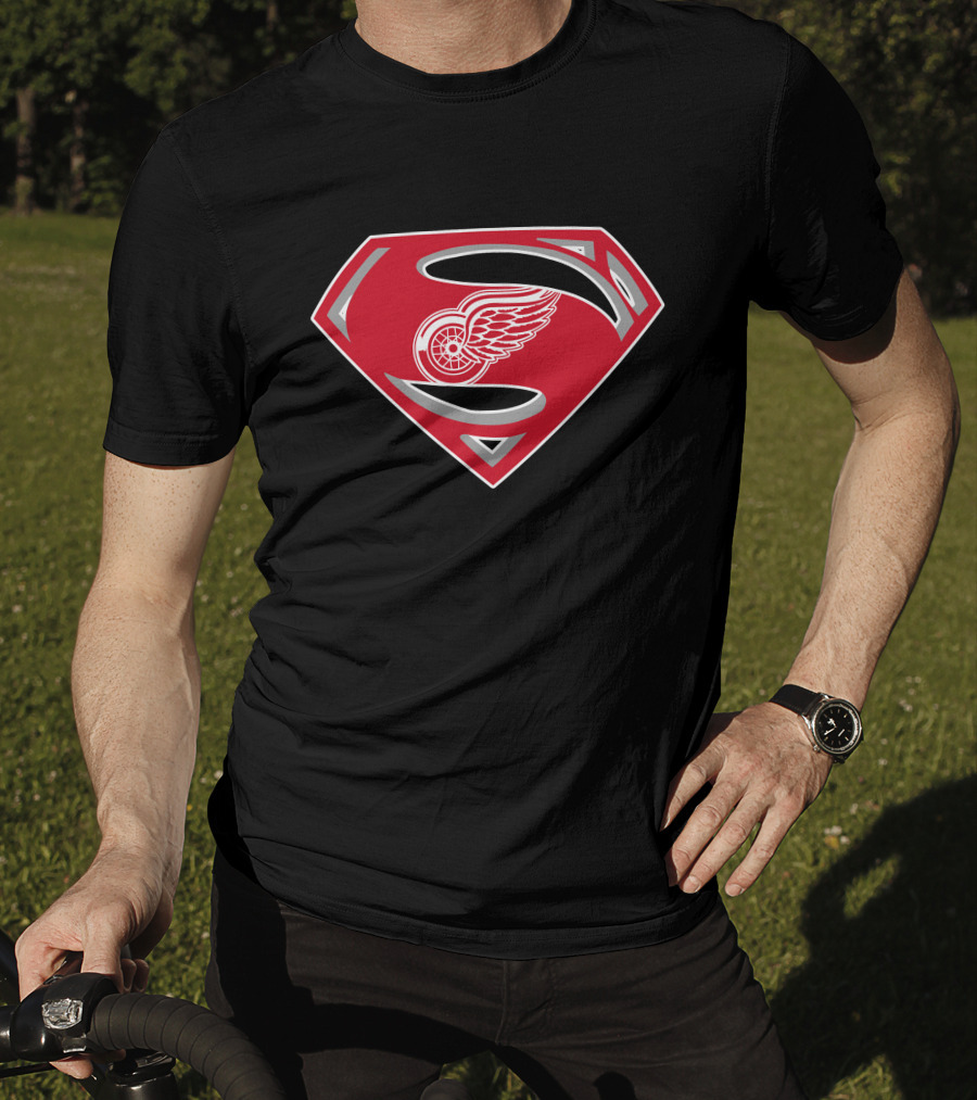 Superman Detroit Red Wings Logo Emblem T-Shirt
