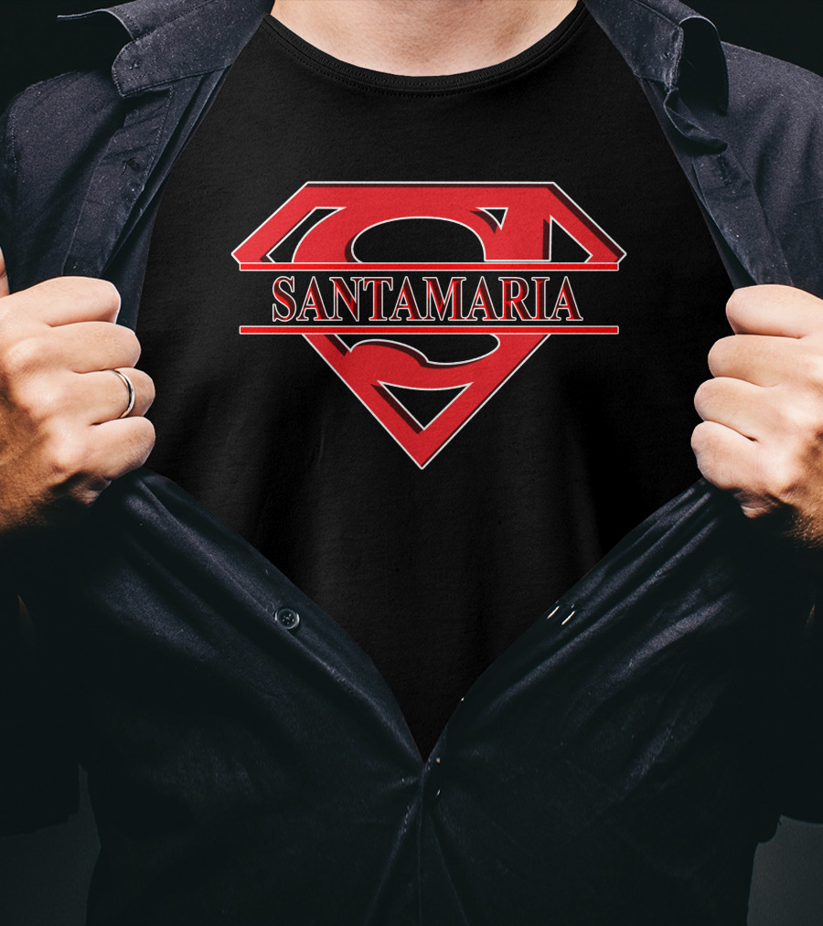 Santamaria Superman Logo Style Red And Black T-Shirt