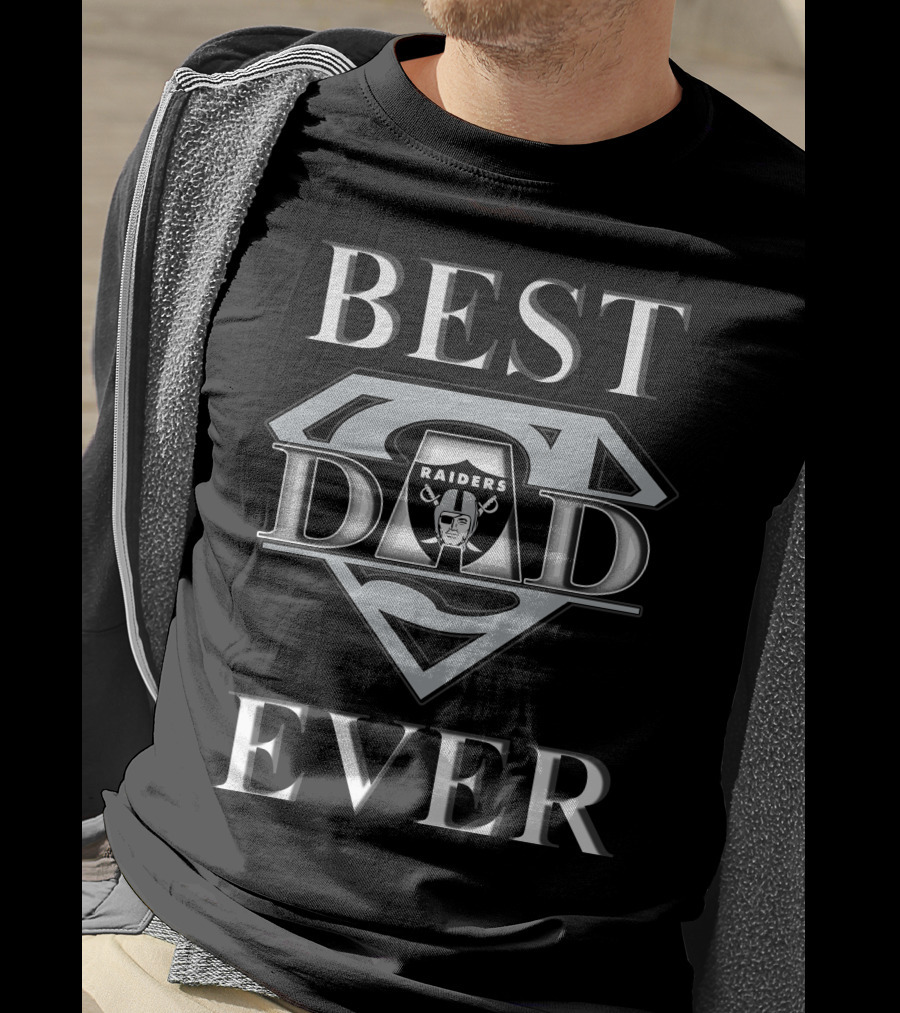 Best Dad Ever Raiders Logo Superman Shield T-Shirt