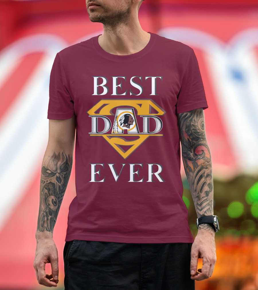 Best Dad Ever Redskins Logo Superman Symbol T-Shirt