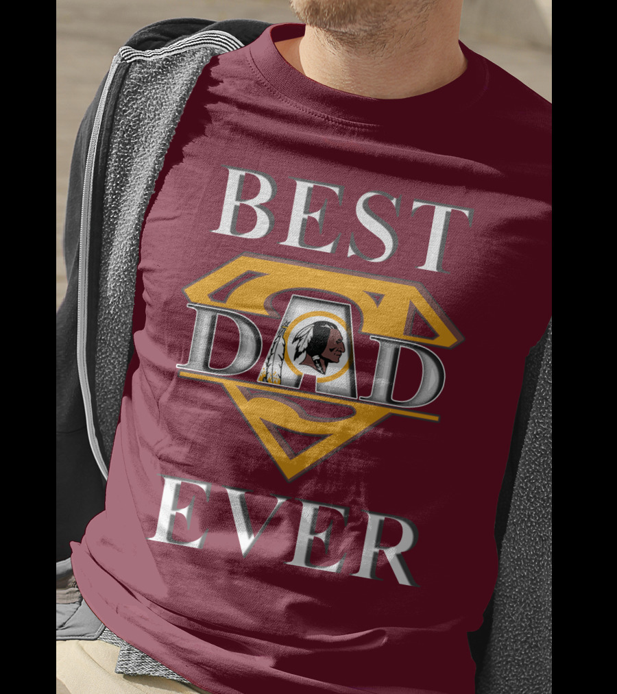 Best Dad Ever Redskins Logo Superman Symbol T-Shirt