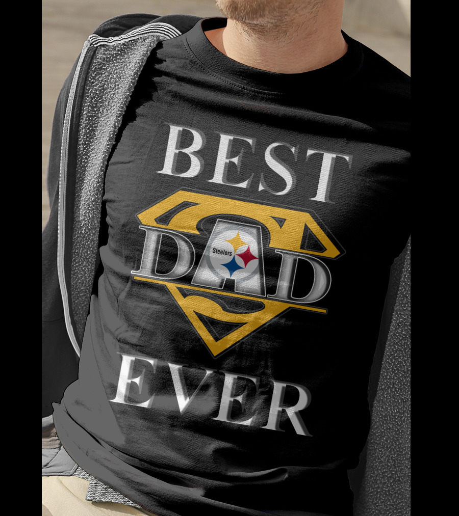 Steelers Best Dad Ever Super Dad Logo Shield T-Shirt