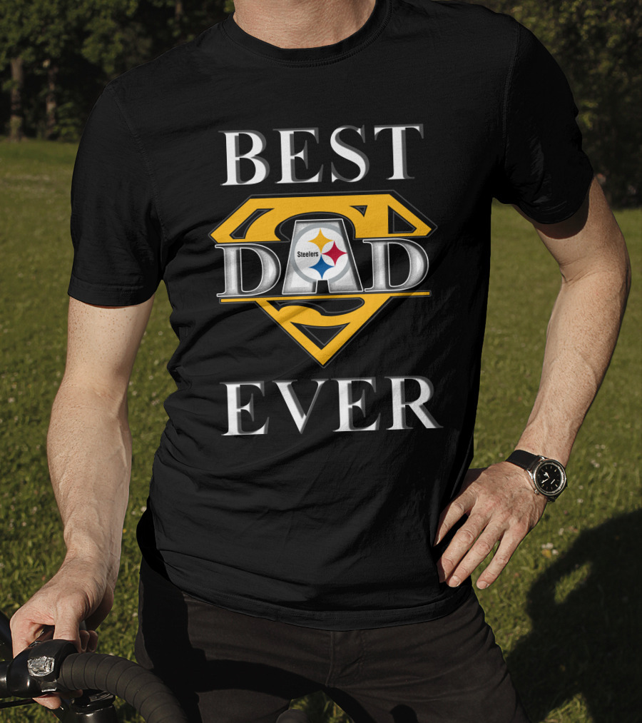 Steelers Best Dad Ever Super Dad Logo Shield T-Shirt