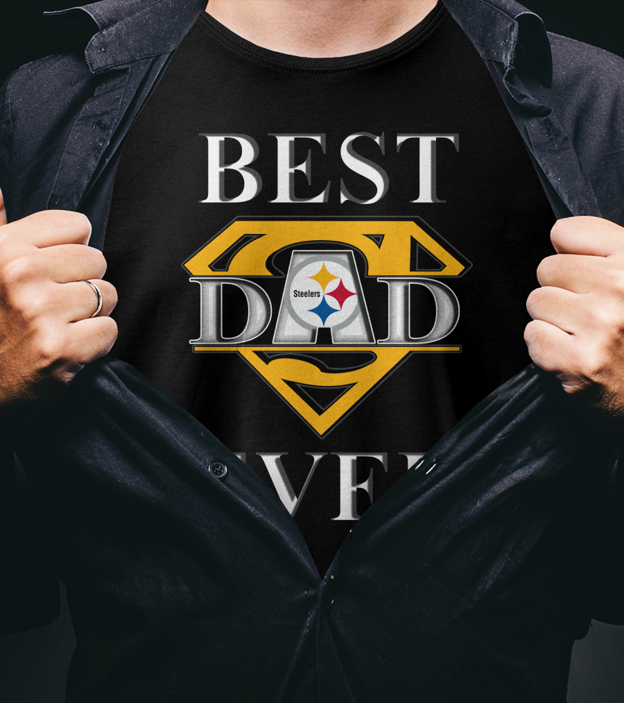 Steelers Best Dad Ever Super Dad Logo Shield T-Shirt