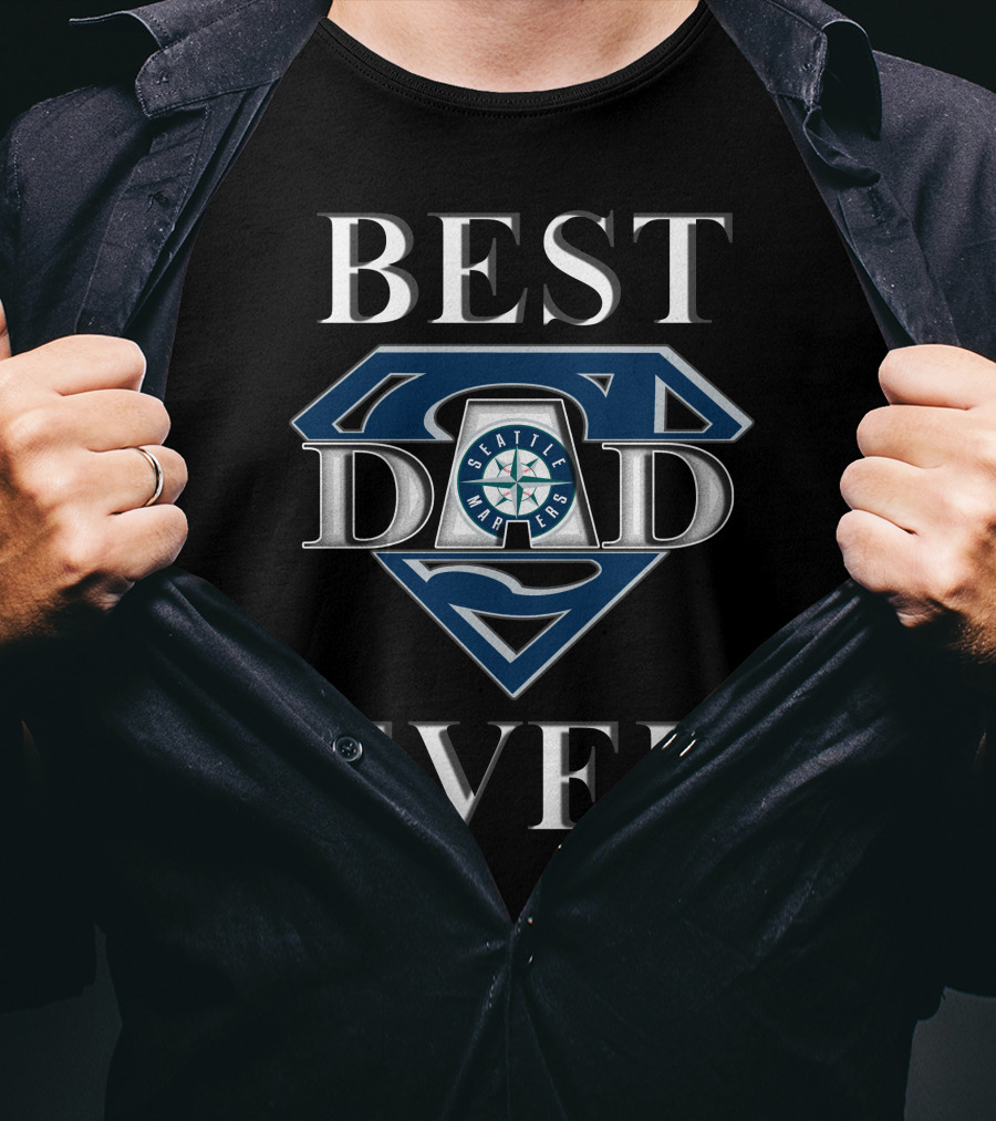 Best Dad Ever Seattle Mariners Logo Super Dad Badge T-Shirt
