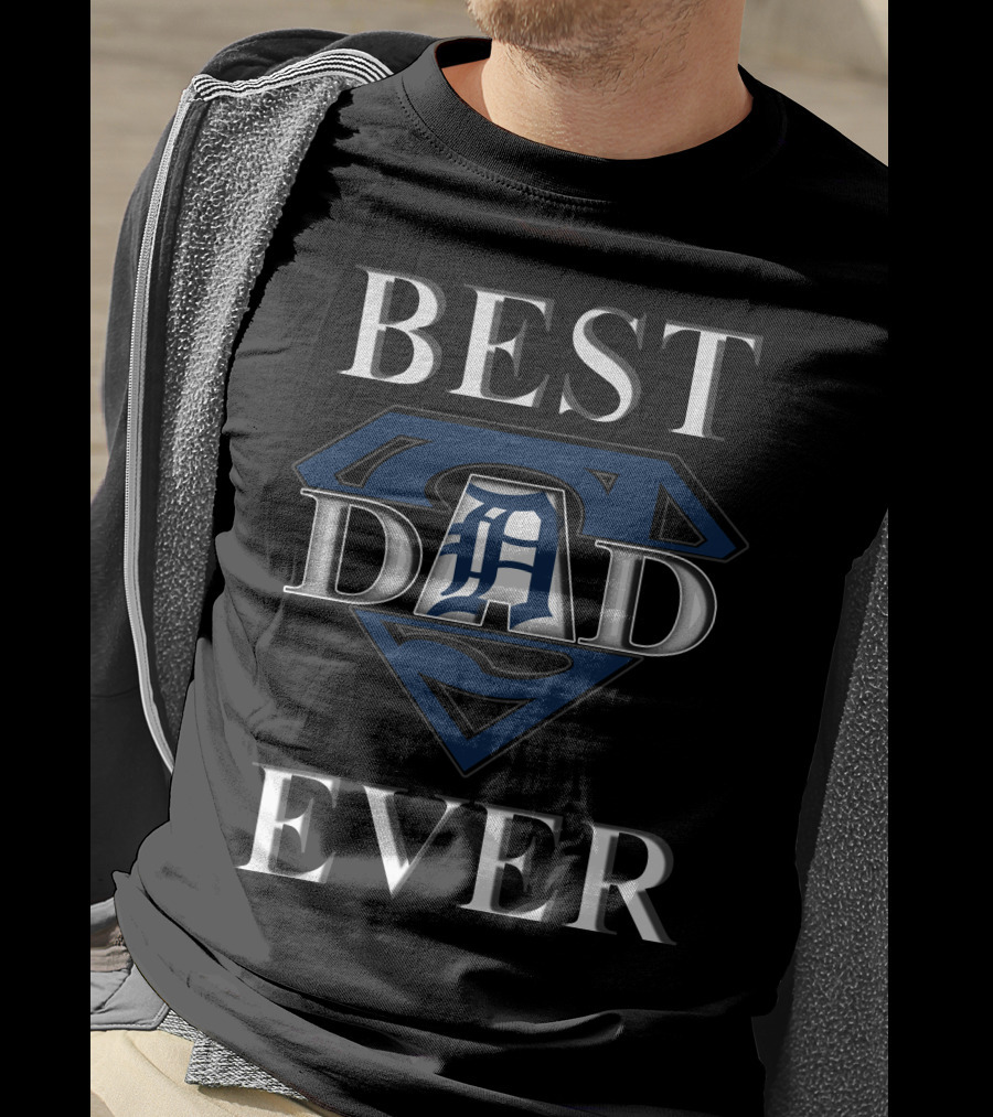 Best Dad Ever Detroit Baseball Superman Shield T-Shirt