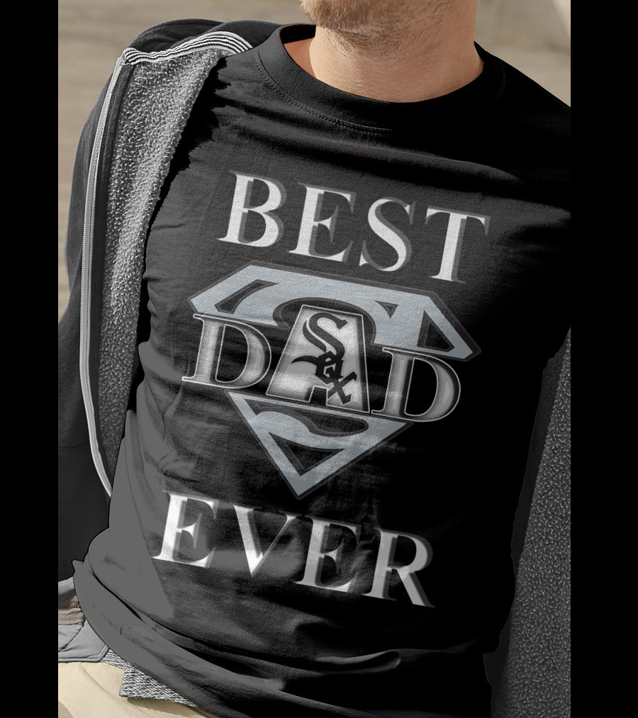 Best Dad Ever White Sox Logo Superman Shield T-Shirt