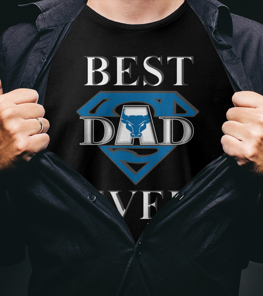 Buffalo Bulls Best Dad Ever Superhero Emblem T-Shirt