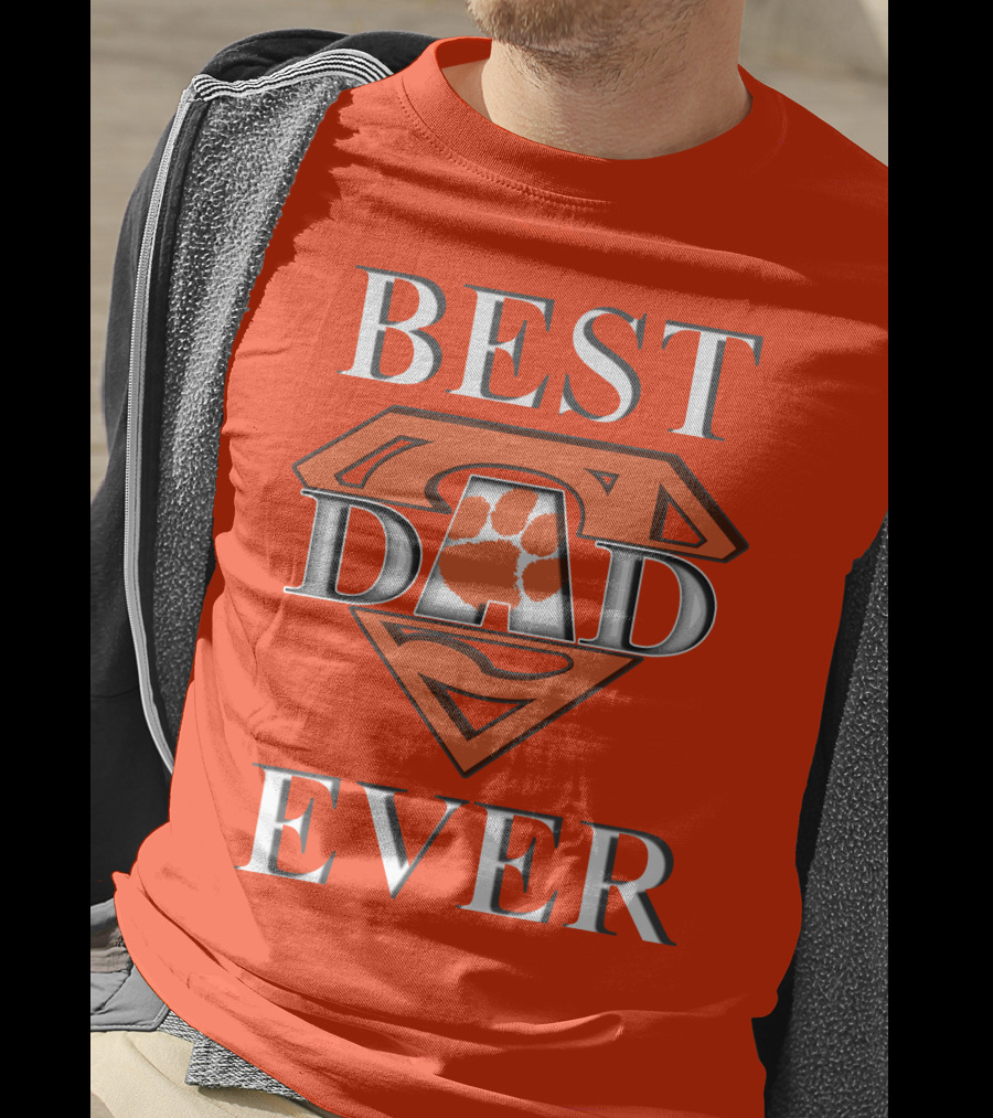 Best Dad Ever Clemson Tiger Paw Superman T-Shirt