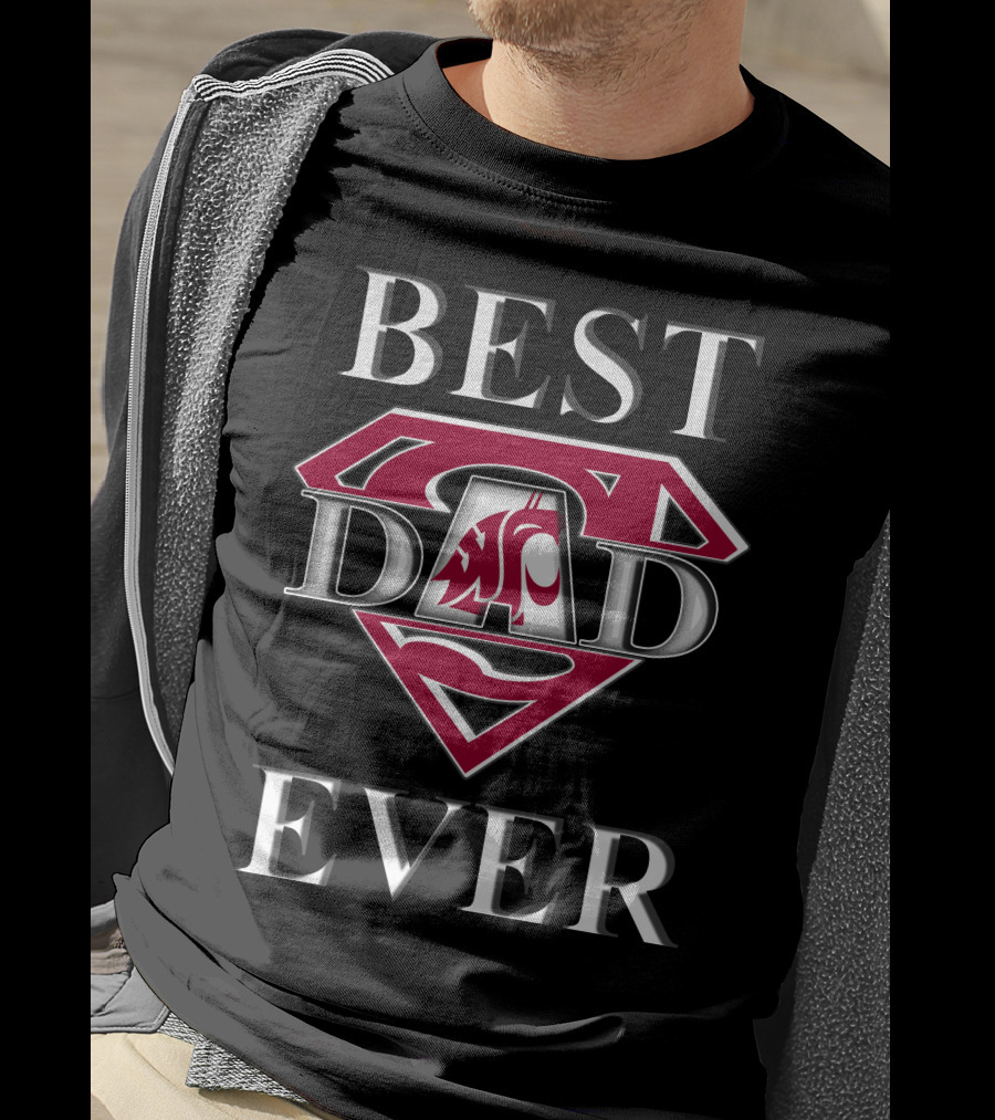 Best Dad Ever Washington State Cougars Superman T-Shirt