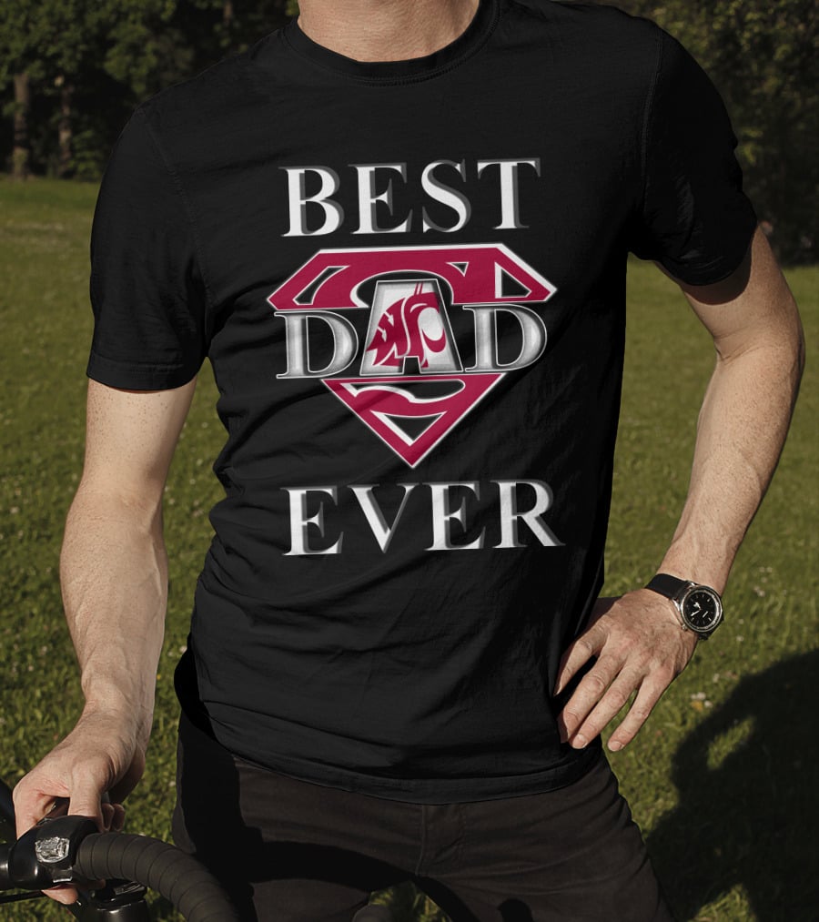 Best Dad Ever Washington State Cougars Superman T-Shirt