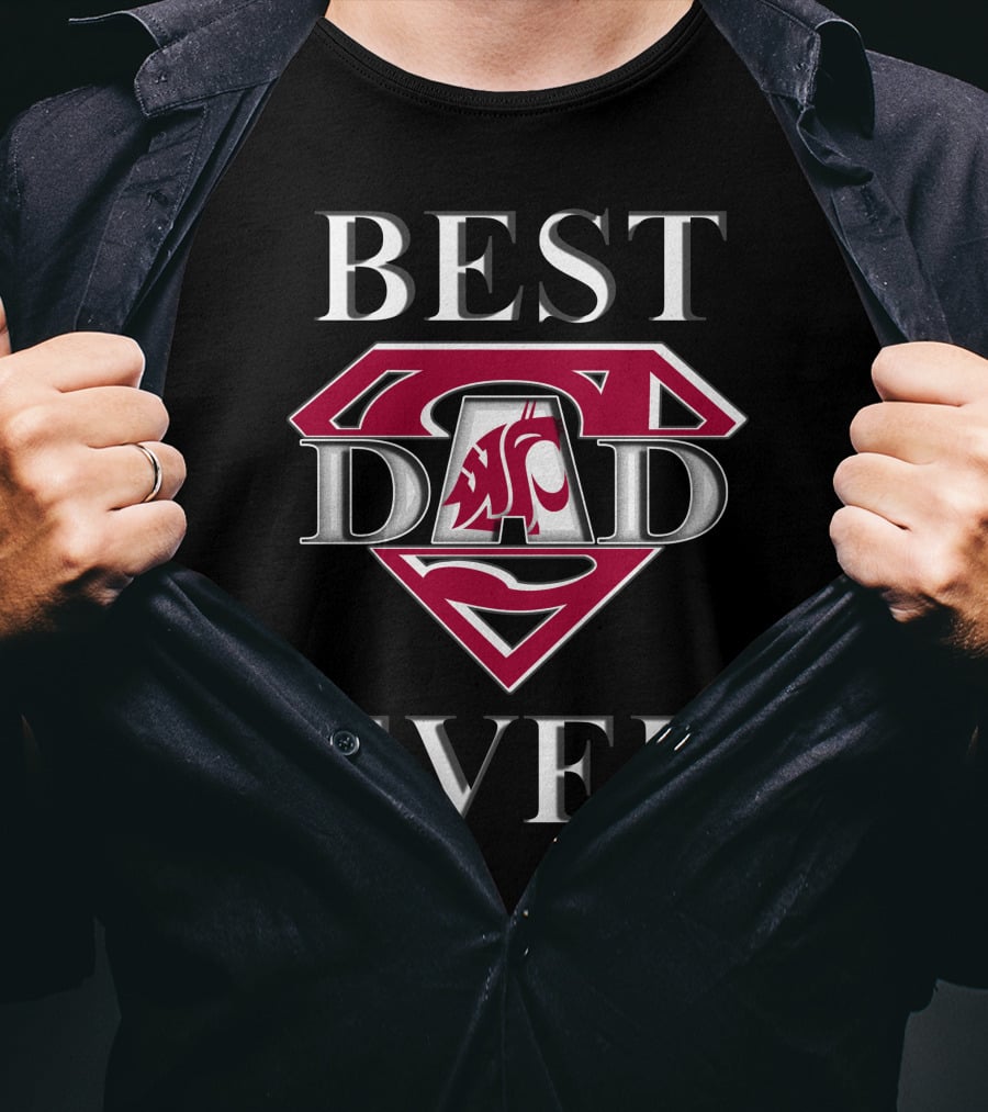 Best Dad Ever Washington State Cougars Superman T-Shirt