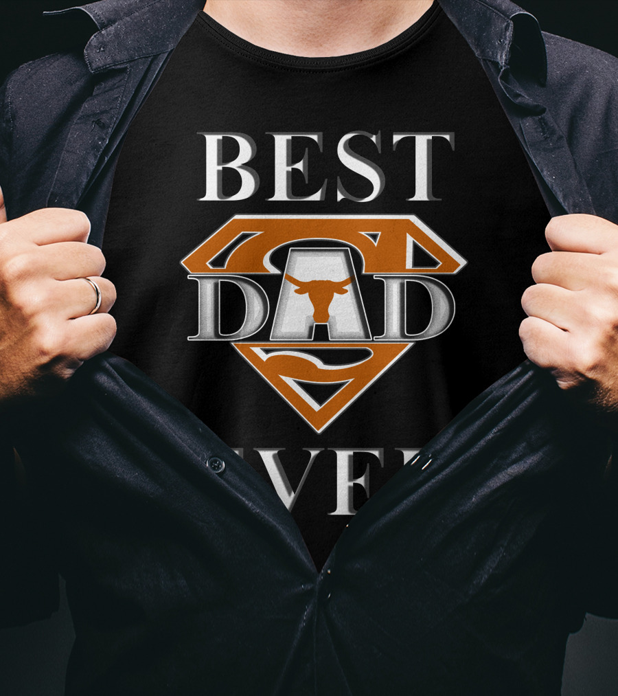 Best Dad Ever Texas Longhorn Superman T-Shirt
