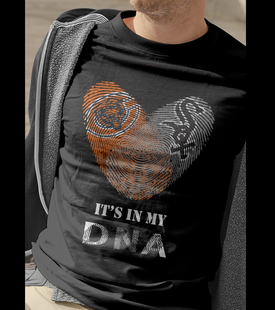 Chicago Bears White Sox It's In My DNA Fingerprint Heart T-Shirt