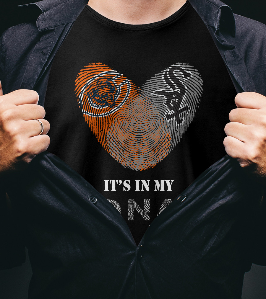 Chicago Bears White Sox It's In My DNA Fingerprint Heart T-Shirt