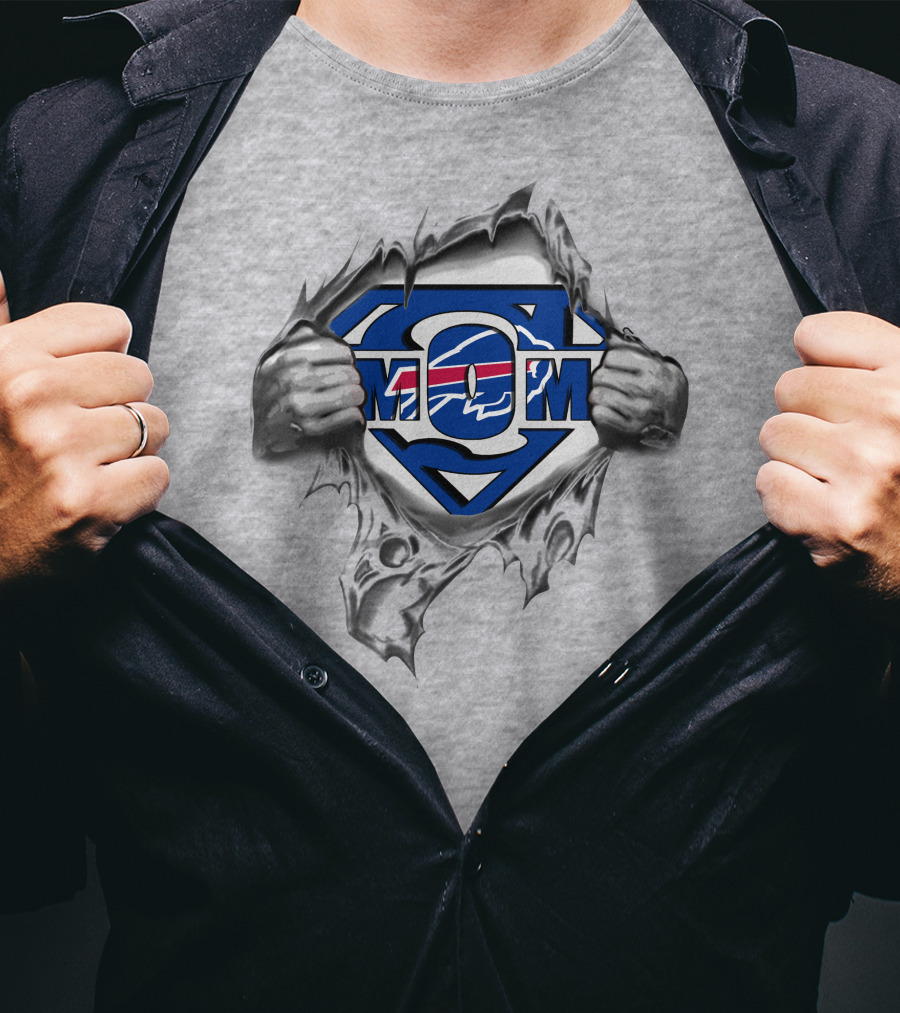Bills Super Mom Superman Logo With Buffalo Football Theme T-Shirt