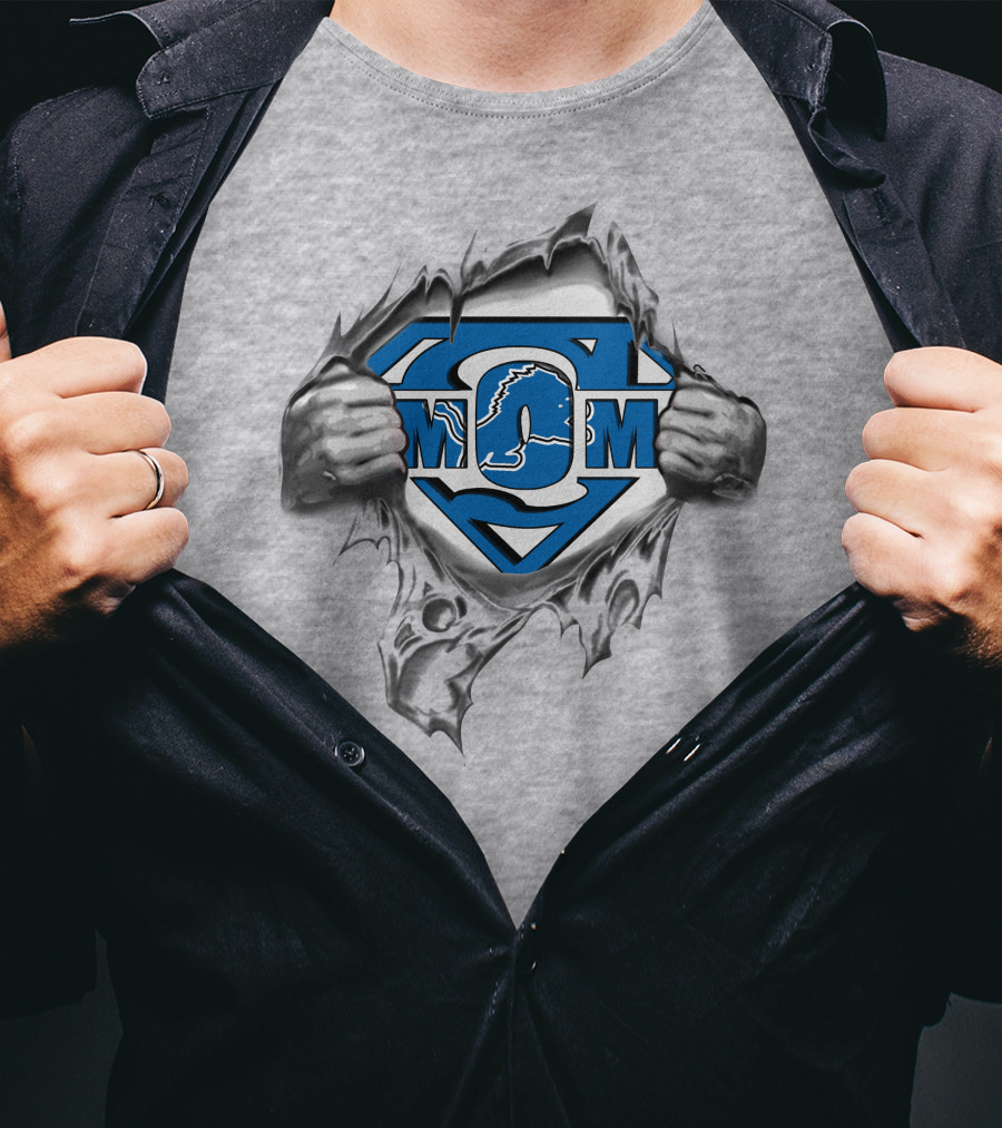 Detroit Lions Mom Super Logo Strength T-Shirt