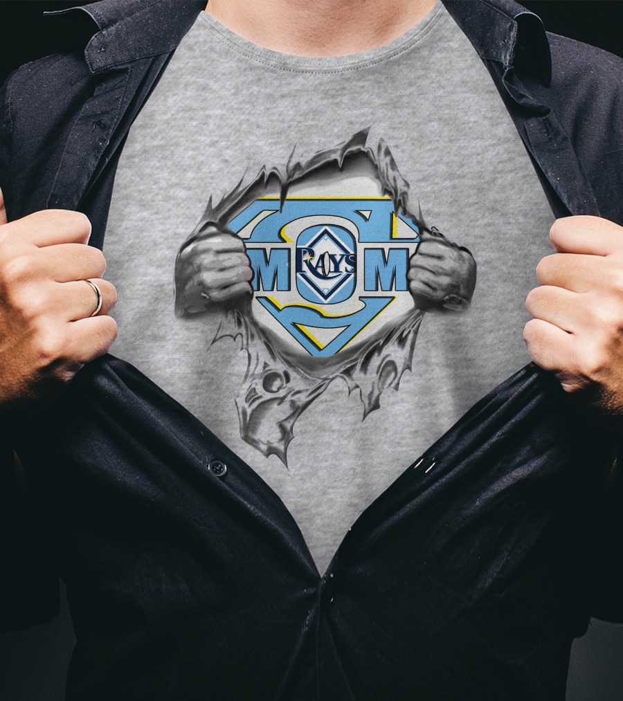 Tampa Bay Rays Mom Super Logo Inside Torn Chest T-Shirt