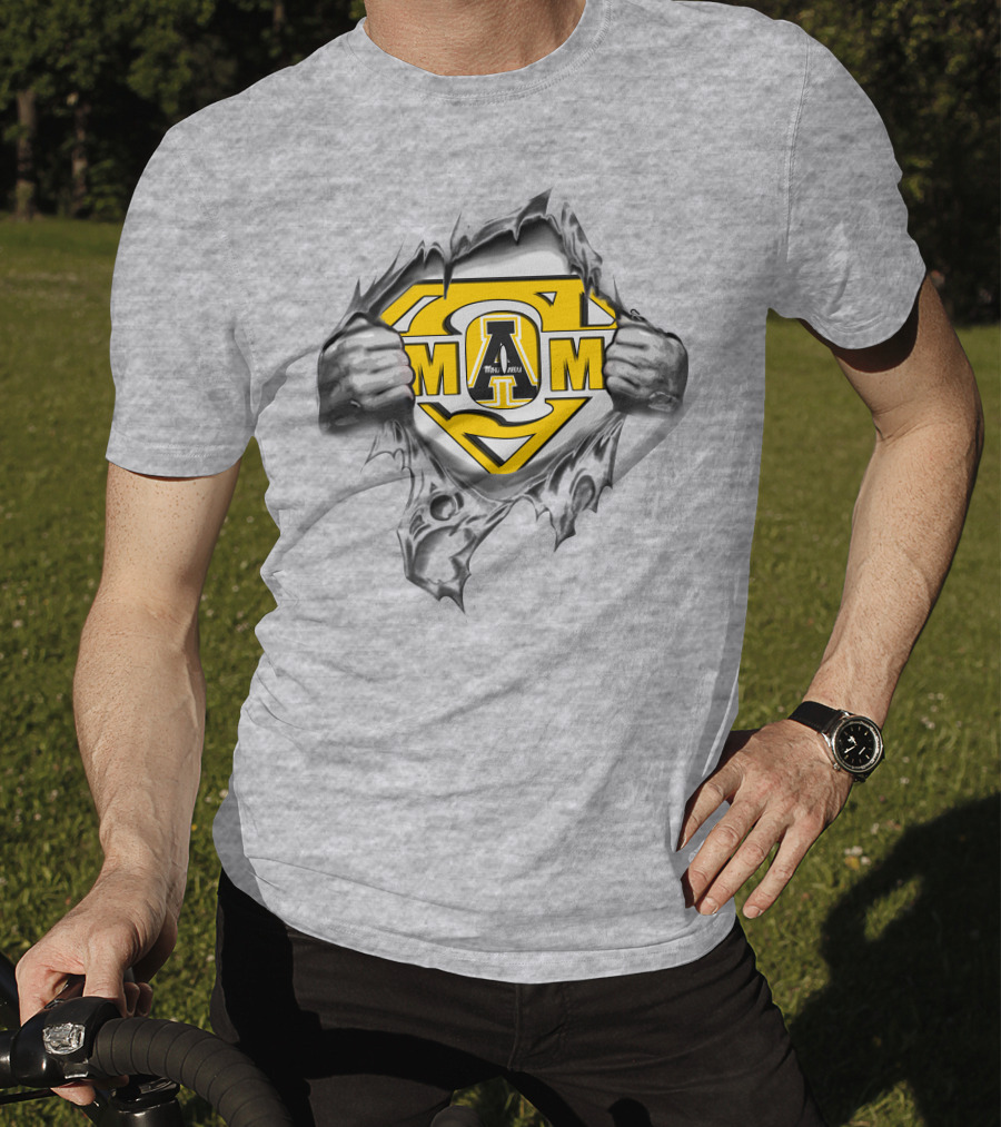 Appalachian State Mom Superhero Logo Torn Fabric T-Shirt
