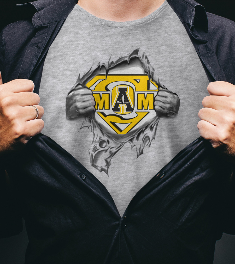 Appalachian State Mom Superhero Logo Torn Fabric T-Shirt