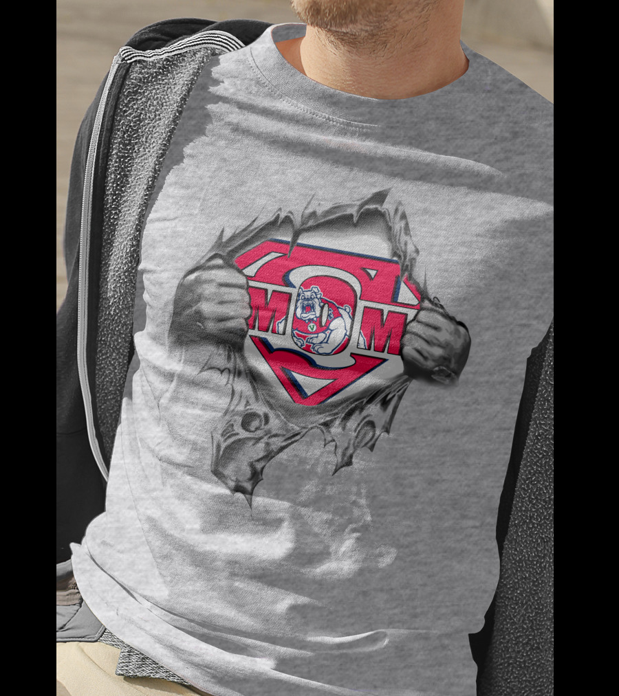 Fresno State Bulldogs Superman Logo Bulldogs Mascot Super Mom T-Shirt