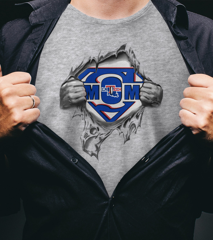 Louisiana Tech Mom Supermom Logo Superman T-Shirt
