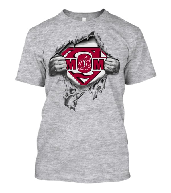 Washington State Cougars Superman Mom Logo T-Shirt
