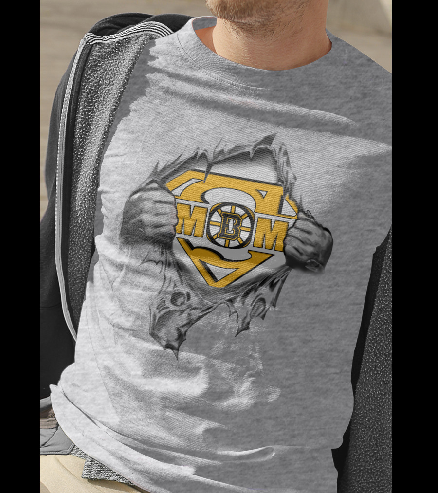 Boston Bruins Mom Logo Superhero T-Shirt