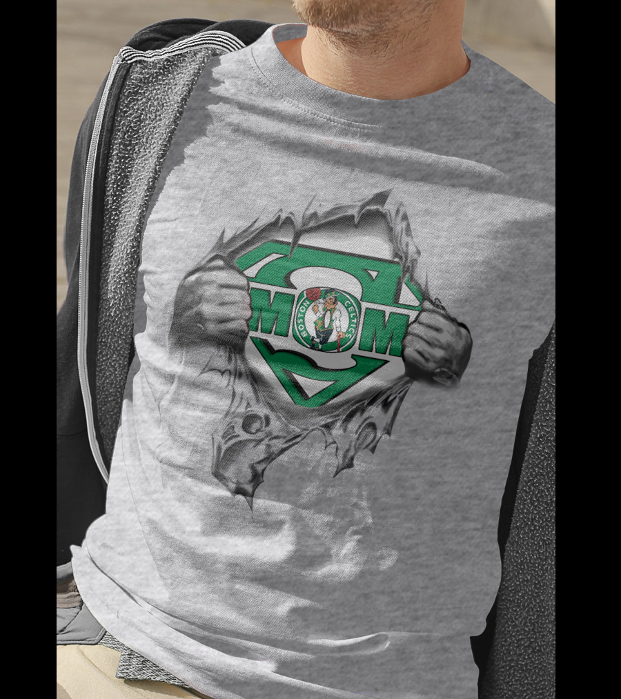 Boston Celtics Mom Super Logo Rip T-Shirt