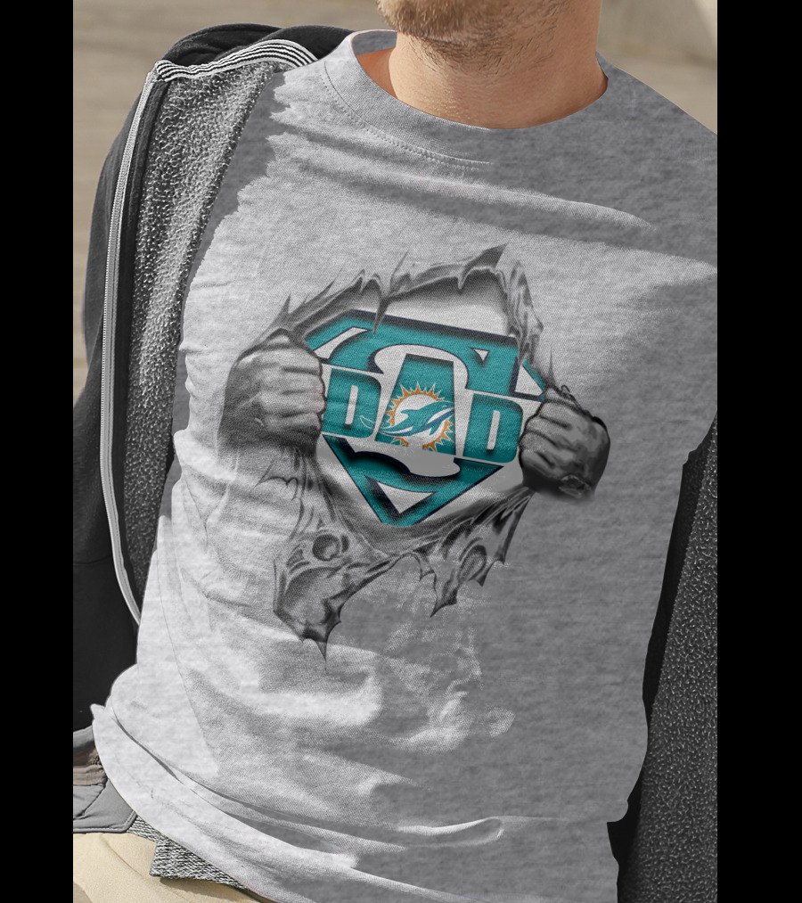 Miami Dolphins Super Dad Concept Football Fan T-Shirt