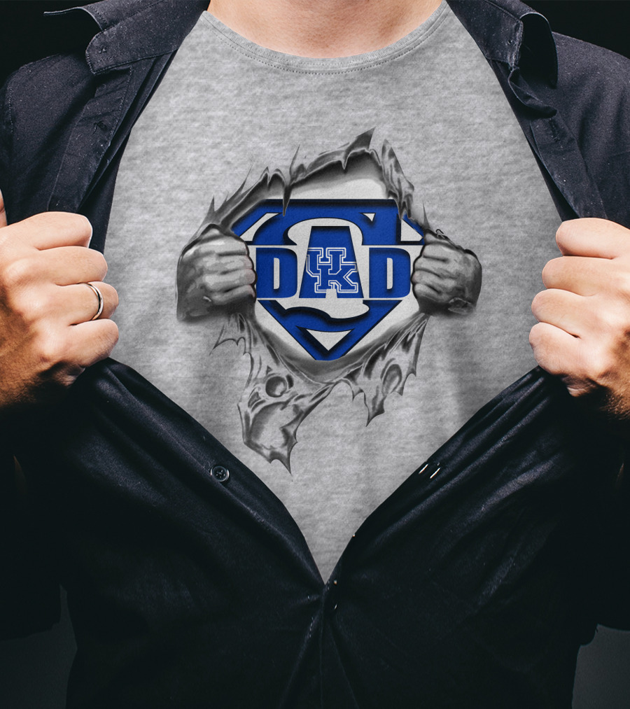 Kentucky Wildcats Dad Superhero Blue Uk T-Shirt
