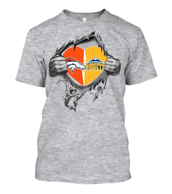 Broncos Denver Nuggets Heart Torn Reveal T-Shirt