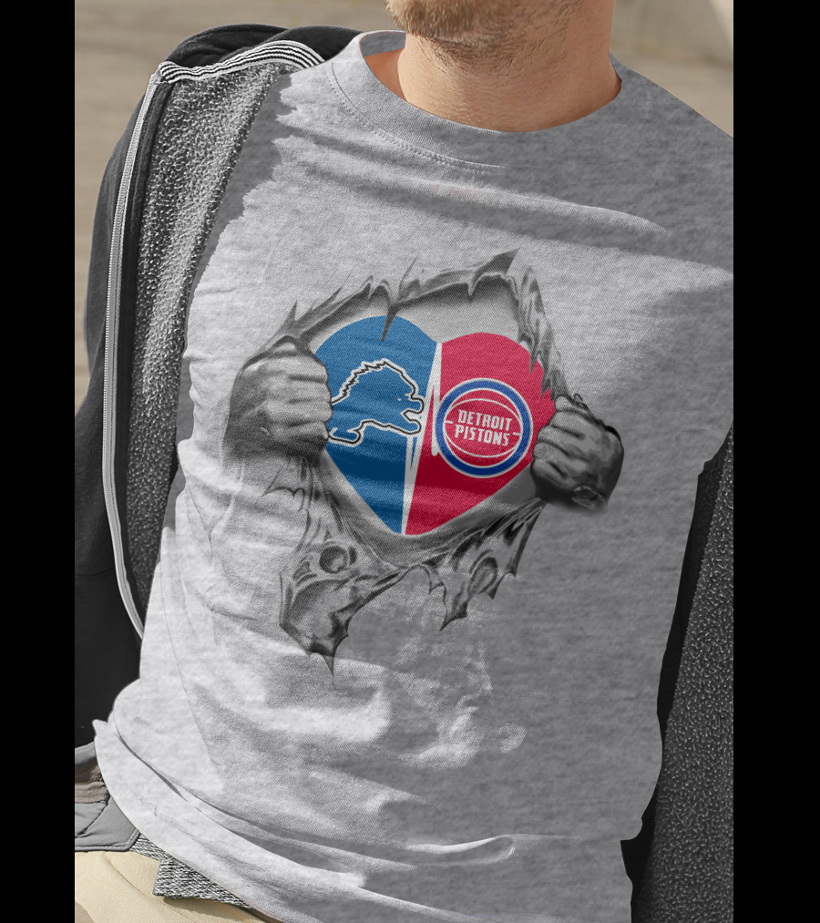 Detroit Pistons And Lions Heart T-Shirt