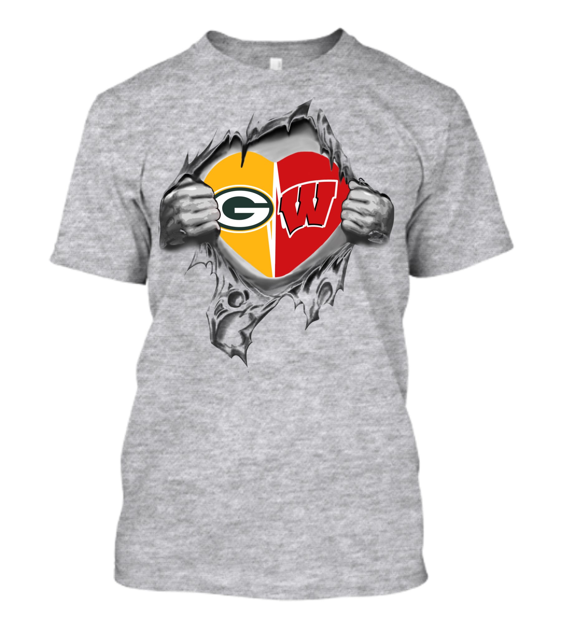 Packers Badgers Heart Logos United In My Heart T-Shirt