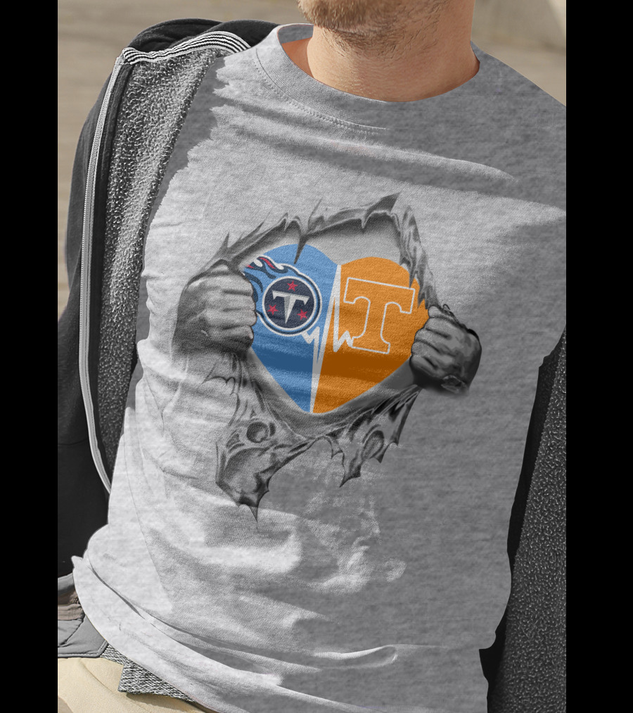 Titans Tennessee Volunteers Heartbeat Logo Fusion T-Shirt