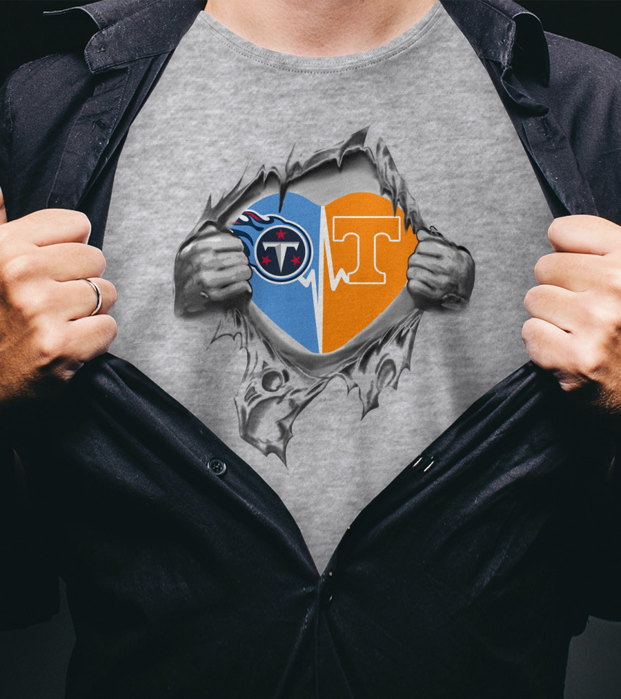 Titans Tennessee Volunteers Heartbeat Logo Fusion T-Shirt