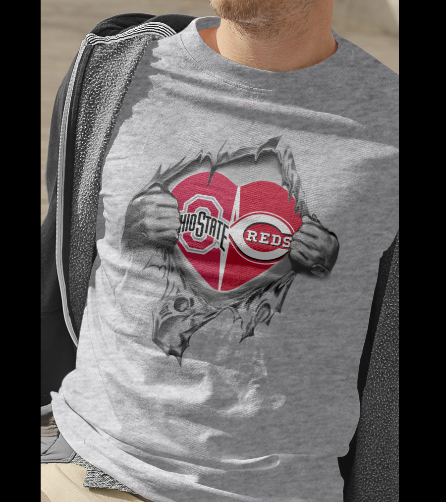 Ohio State Buckeyes Reds Heart Logo Peel T-Shirt