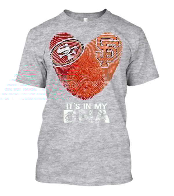 49ers Giants Heart Fingerprint It's In My Dna T-Shirt