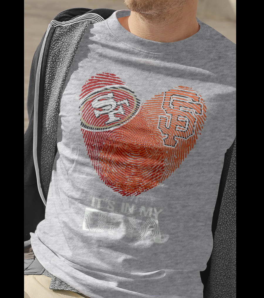49ers Giants Heart Fingerprint It's In My Dna T-Shirt