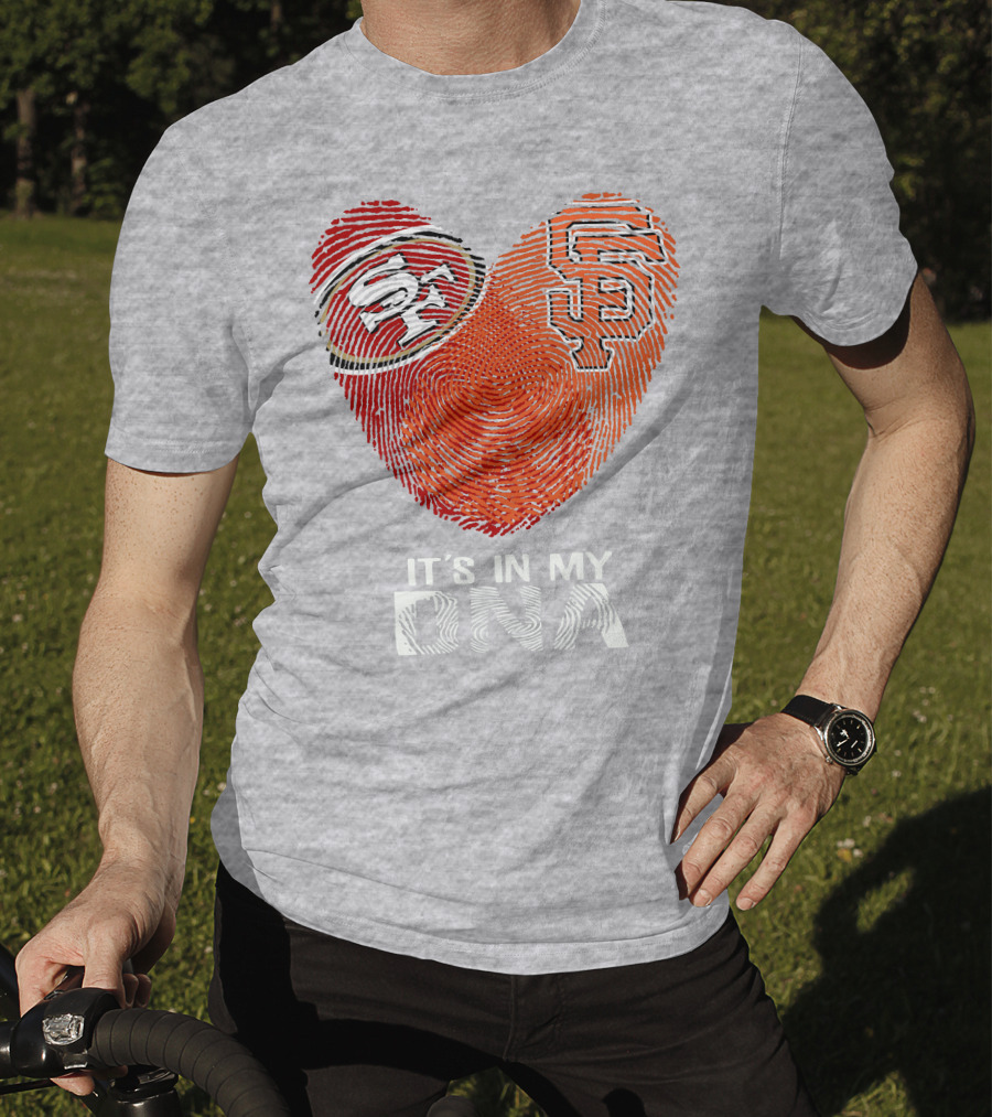 49ers Giants Heart Fingerprint It's In My Dna T-Shirt