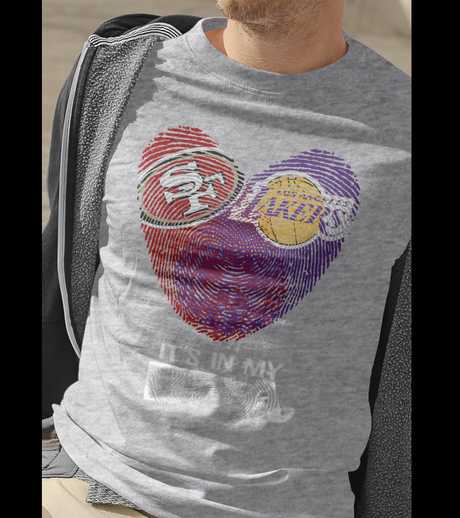 49ers Lakers It's In My Dna Fingerprint Heart T-Shirt
