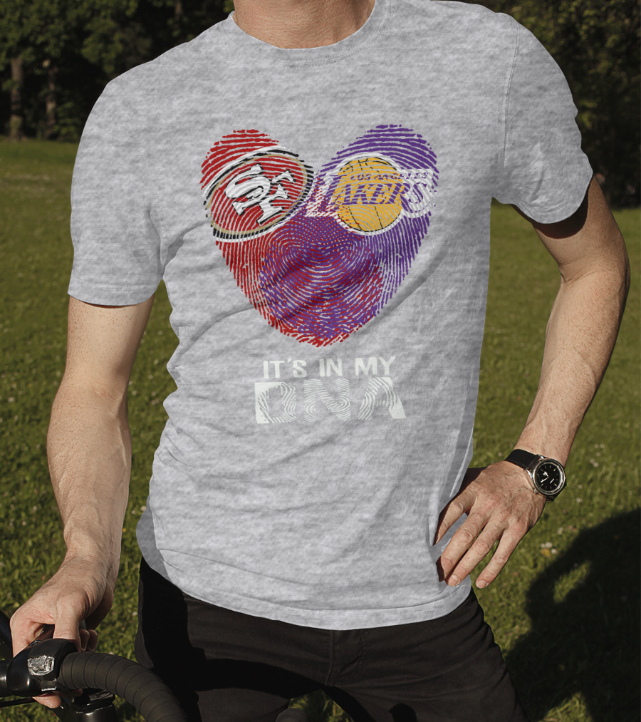 49ers Lakers It's In My Dna Fingerprint Heart T-Shirt