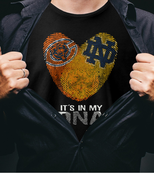 Bears Notre Dame Fingerprint Heart It's In My DNA T-Shirt