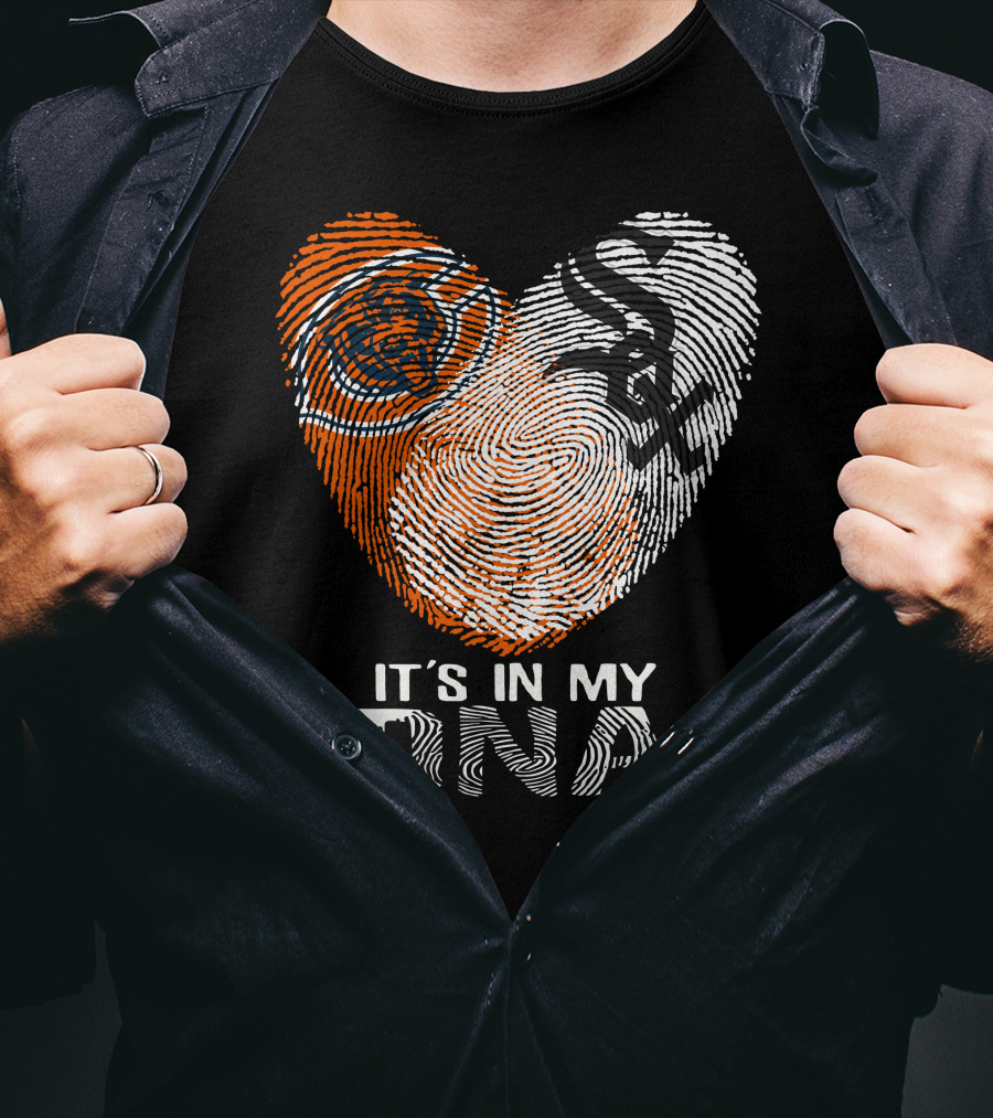 Bears White Sox It's In My Dna Fingerprint Heart T-Shirt