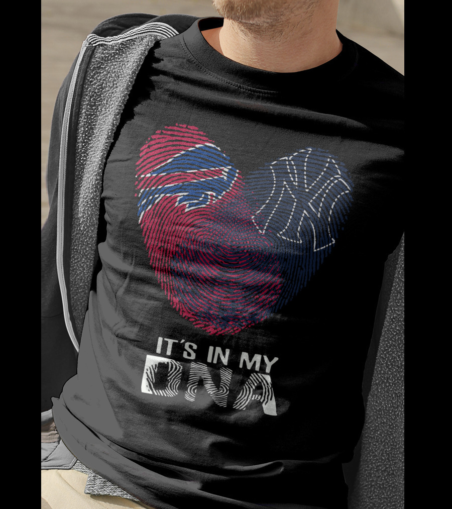 Bills Yankees Fingerprint Heart It's In My DNA T-Shirt