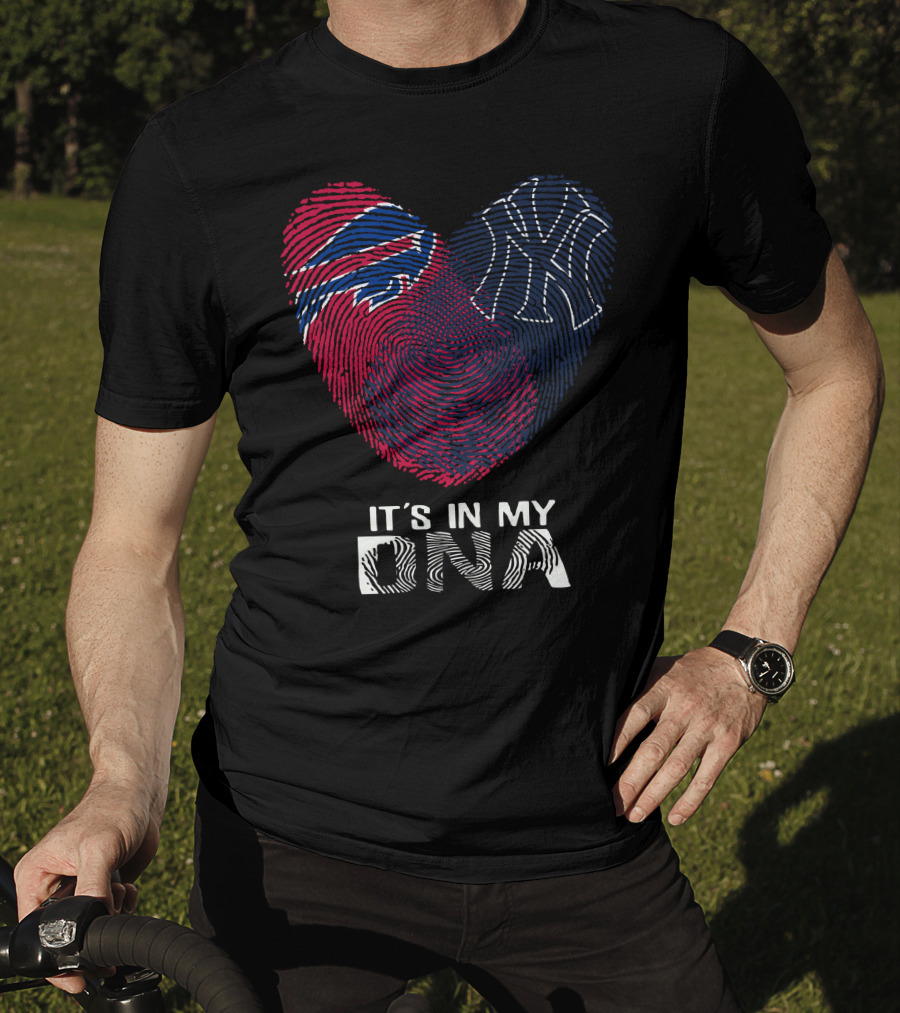 Bills Yankees Fingerprint Heart It's In My DNA T-Shirt