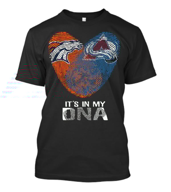 Broncos Avalanche Heart It's In My Dna Fingerprint T-Shirt