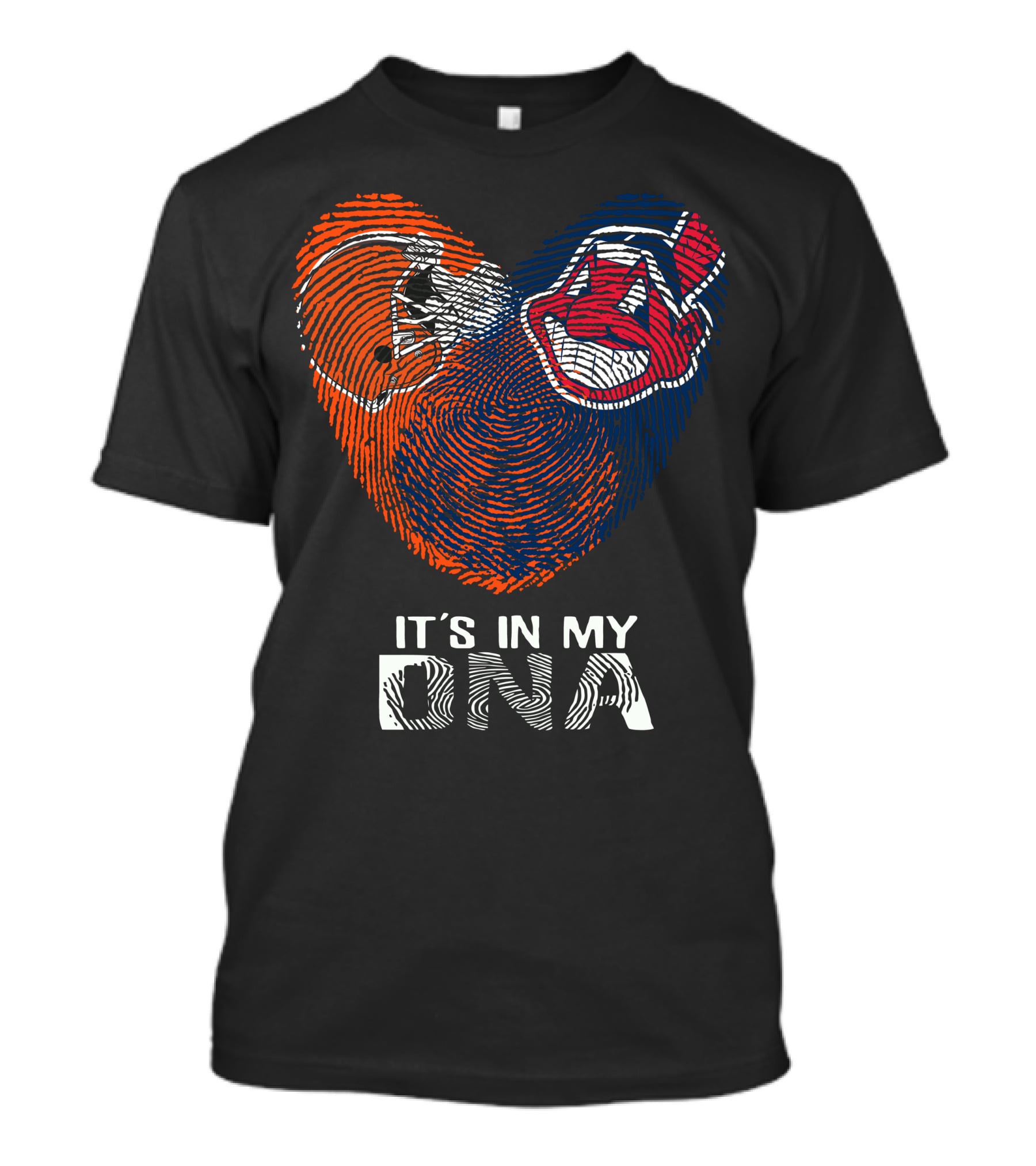 Browns Indians It's In My DNA Football Helmet And Team Logo Fingerprint T-Shirt