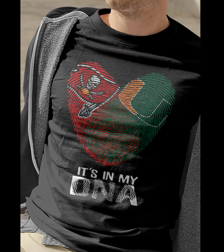 Buccaneers Hurricanes It's In My DNA Fingerprint Skull T-Shirt